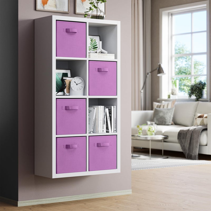 Royexe Storage Cubes Pack Of 8 - Standard Size Cube Storage Bin 10.5x10.5x11 With Dual Handles For Easy Carrying- Fabric Storage Bins Collapsible (Purple) - Image 3
